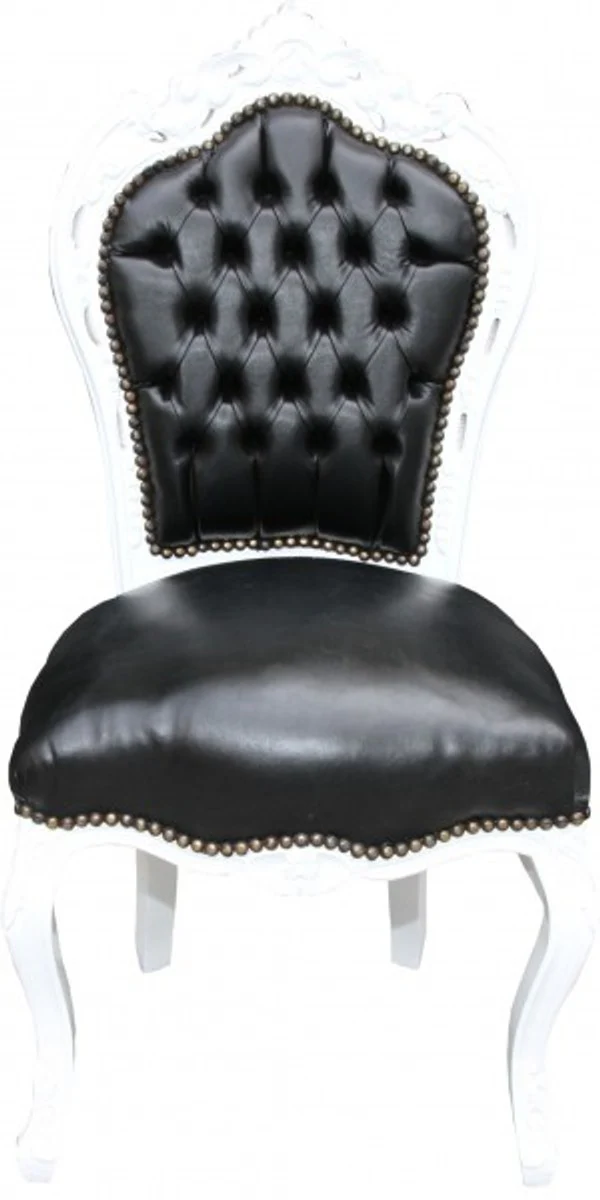 Baroque dining room chair black/white leather look furniture antique style