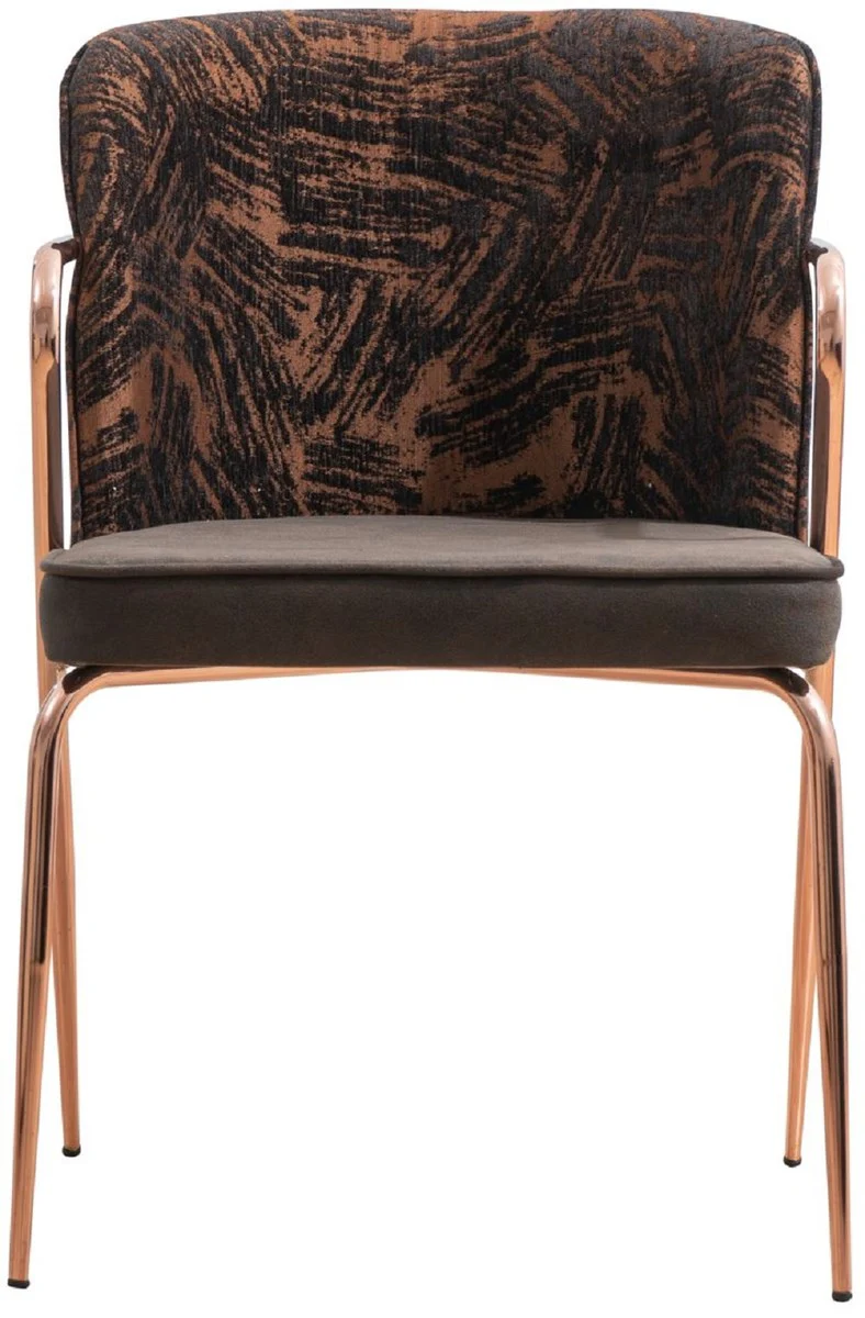 Luxury dining room chair set of 6 with armrests gray / brown / black / copper