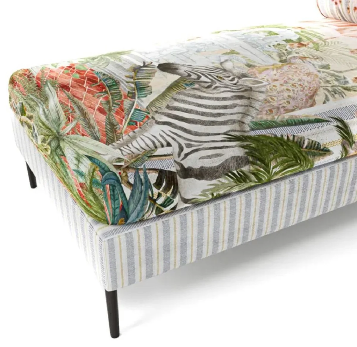 Luxury chaise longue multicolored / black 84 x 164 x H. 80 cm - Living room lounge chair - Recamiere - Living room furniture - Luxury furniture