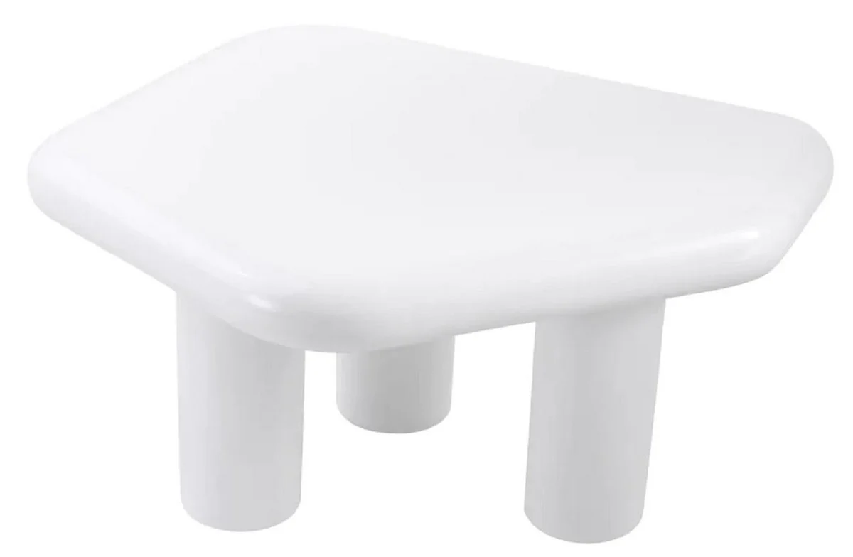 Luxury fiberglass side table high gloss white 85 x 62.5 x H. 41.5 cm - Fiberglass table - Living room furniture - Hotel furniture - Luxury furniture - Fiberglass furniture