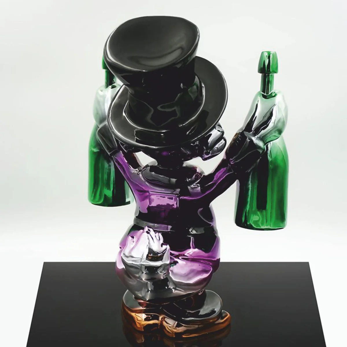 Decorative figure duck colorful chrome H. 45 cm - decorative sculpture