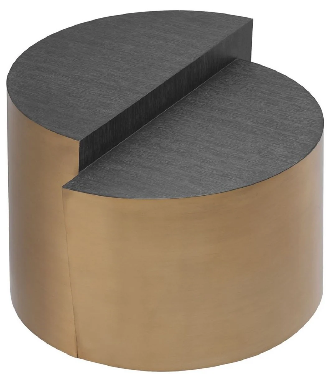 Designer side table anthracite gray / brass colored Ø 60 x H. 42.5 cm - designer living room furniture - luxury quality