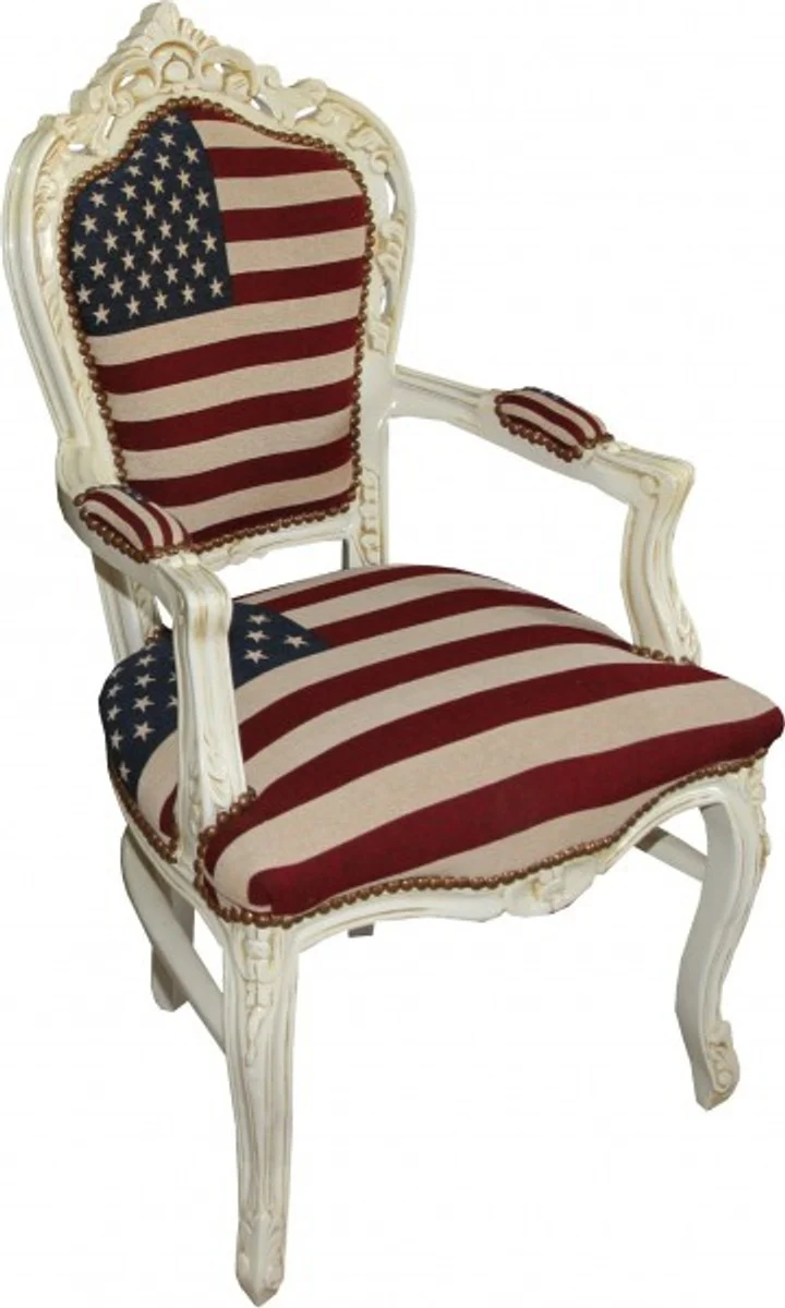 Baroque Dining Chair with Armrests USA / Cream Antique Style