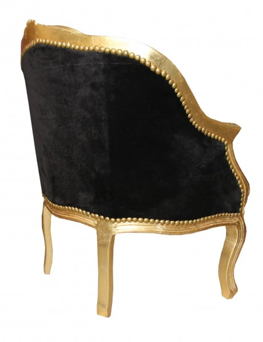 Baroque ladies salon armchair black/gold - furniture antique style