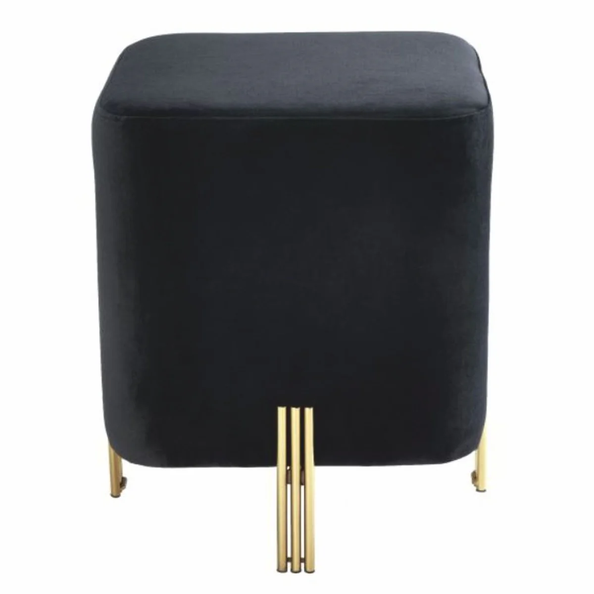 Luxury velvet stool black / brass H. 45 cm - luxury furniture