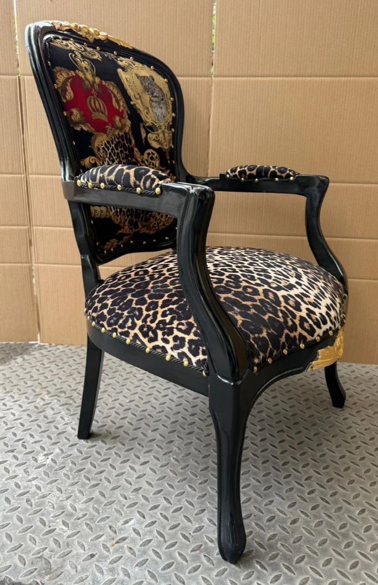 Pompöös by Luxury Baroque Salon Chair Leopard / Black - designed by Harald Glööckler