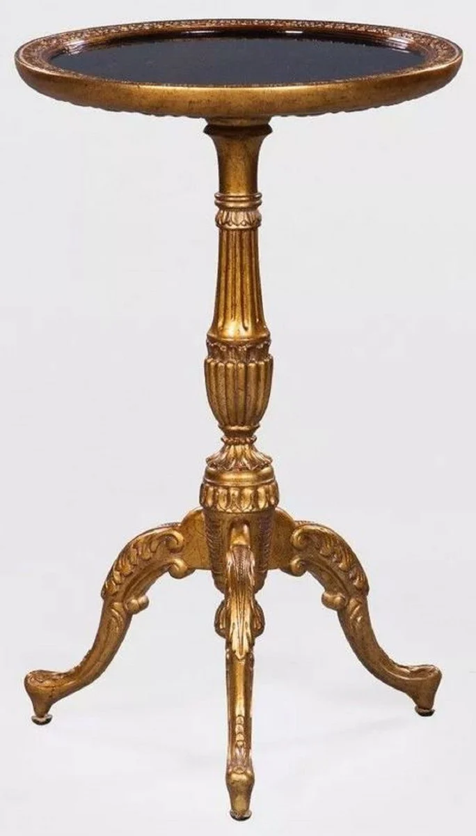 Luxury Baroque Chinese Style Side Table Antique Gold/Black - Baroque Furniture
