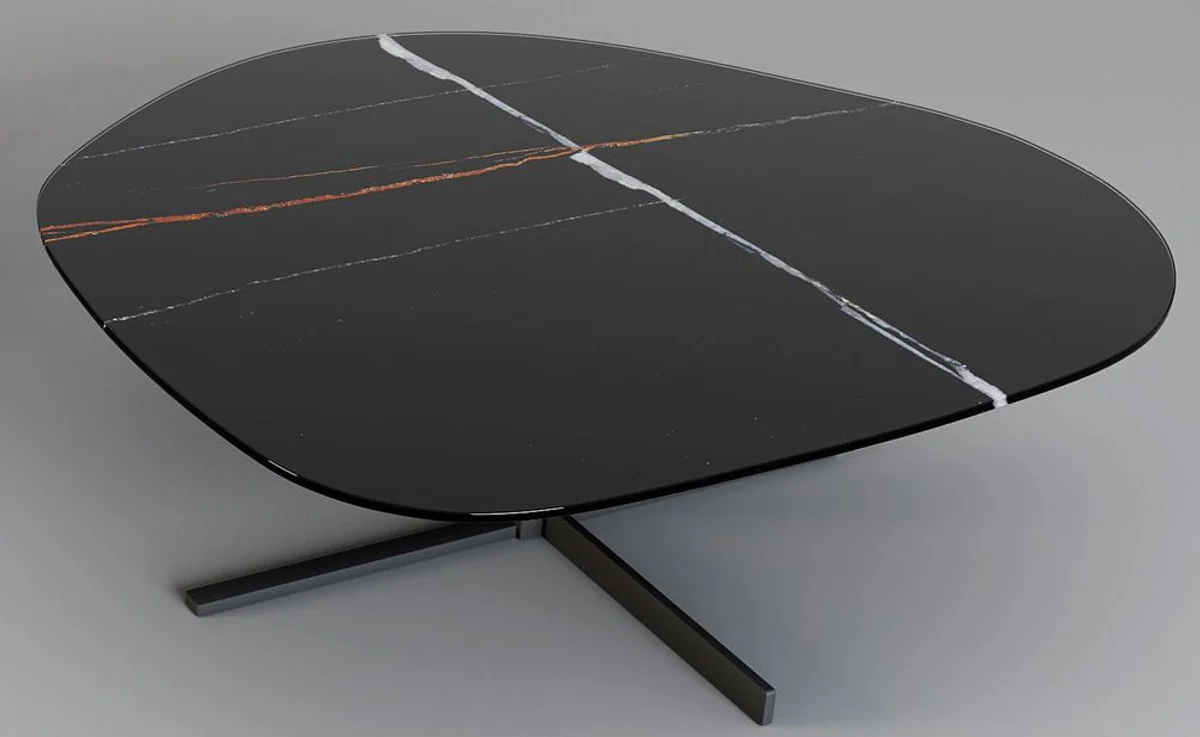 Designer coffee table 109 x 100 x H. 37 cm - Various colors - Living room table with elegant glass ceramic table top in marble look - Luxury living room furniture