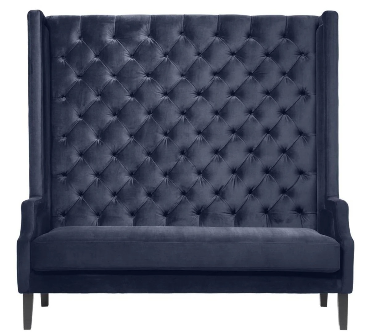 Luxury high-back sofa midnight blue / black 160 x 68 x H. 160 cm - Luxury Chesterfield velvet sofa