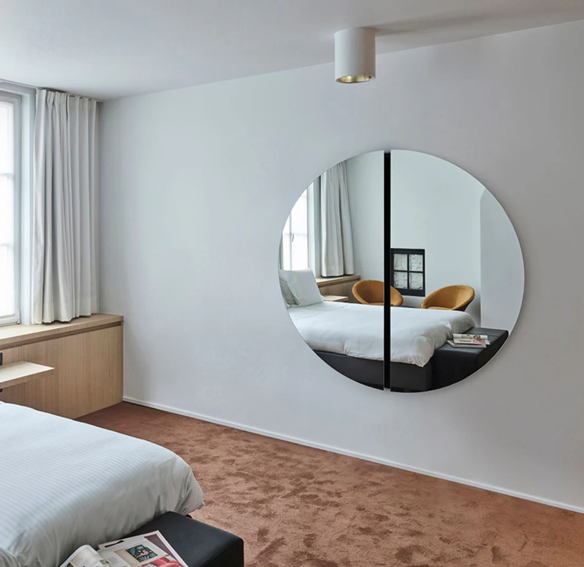 Luxury mirror black Ø 150 cm - round wall mirror - living room hotel restaurant boutique mirror