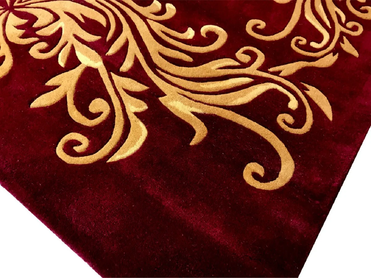 Pompöös by luxury carpet by Harald Glööckler 80 x 150 cm crown burgundy red / gold - baroque design carpet - hand-woven from wool