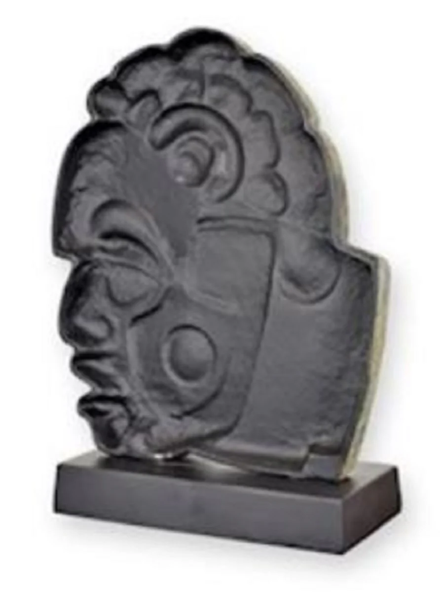Luxury aluminum decorative sculpture Maya face antique gray / black 30.9 x 14.7 x H. 45.3 cm - aluminum decorative figure - living room decoration - desk decoration