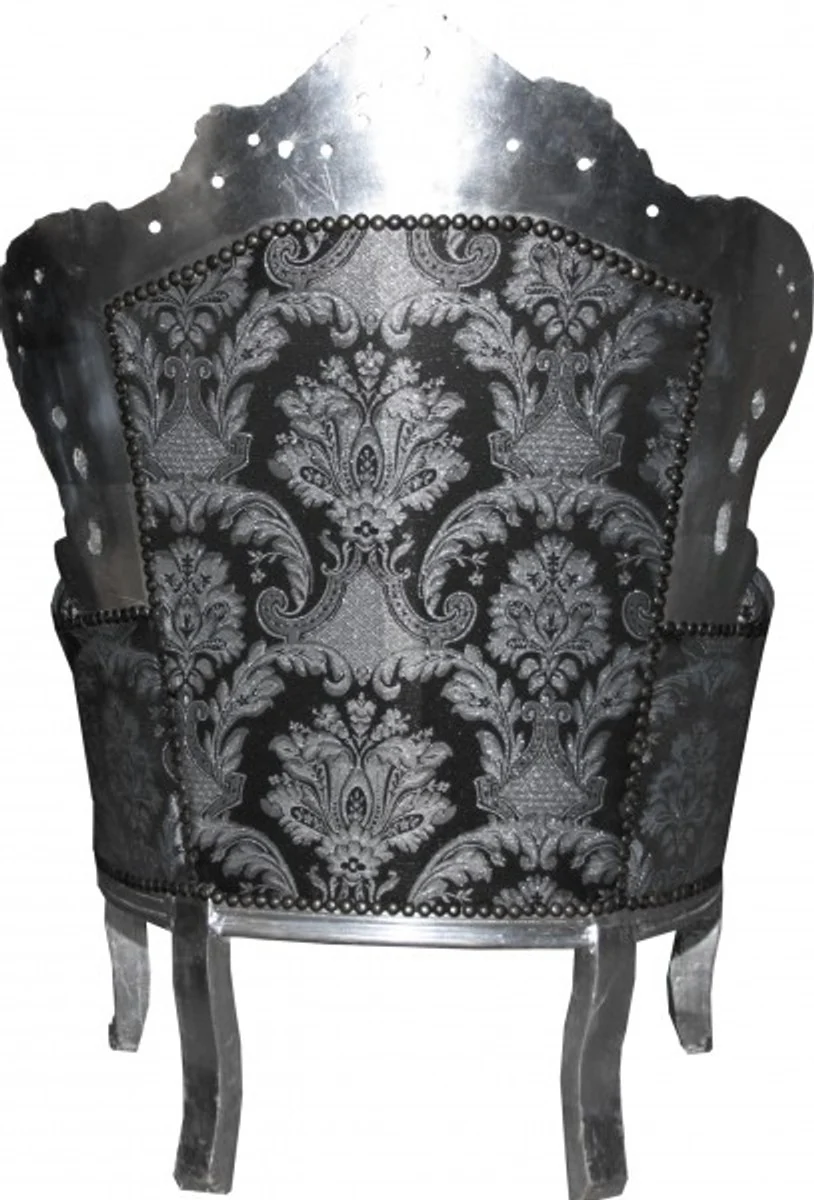 Baroque armchair King black pattern / silver 85 x 85 x H. 120 cm - Limited Edition Model