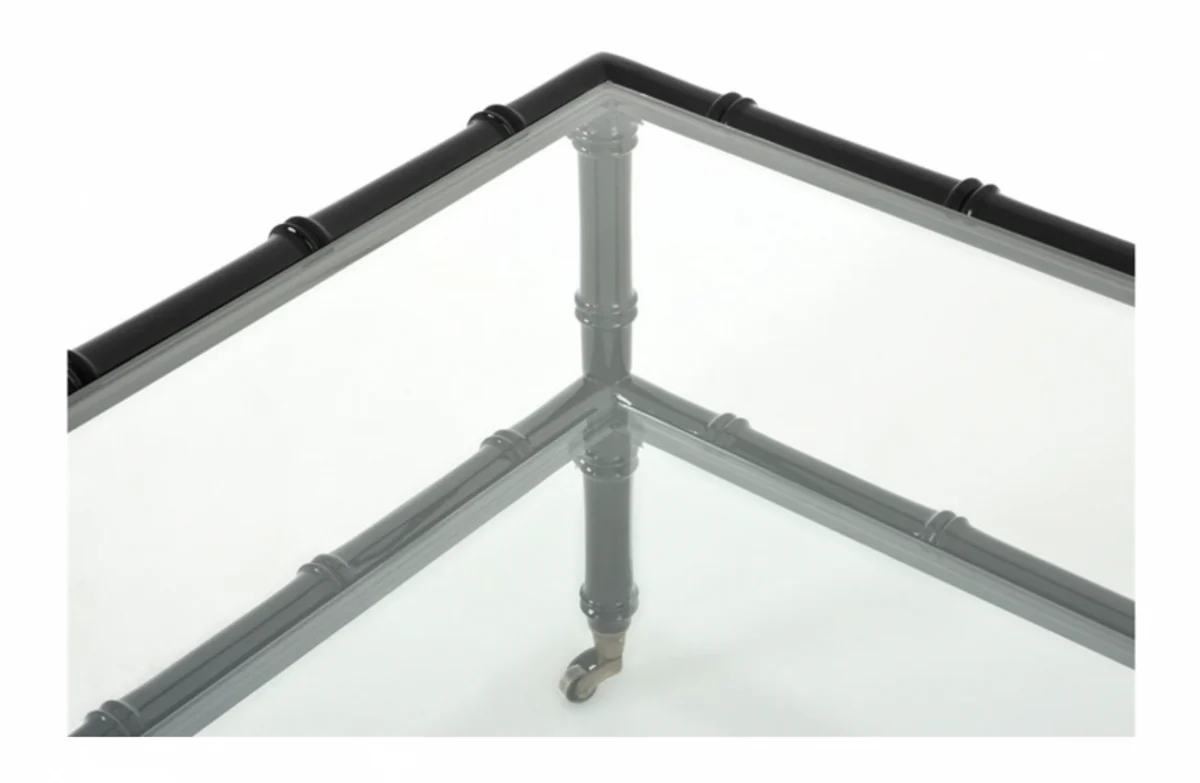 Luxury Art Deco Designer Teak Wood Coffee Table Black - Living Room Salon Table - Luxury Quality