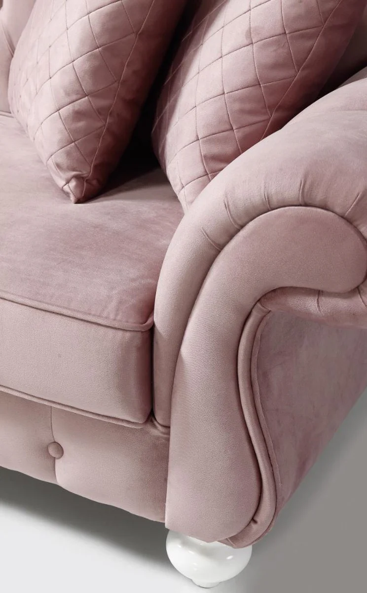 Baroque sofa pink / white 225 x 83 x H. 92 cm - living room sofa in baroque style - baroque furniture