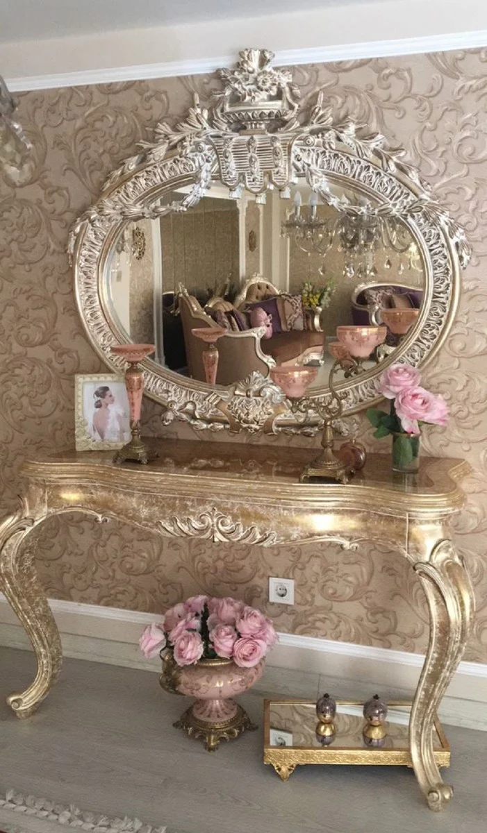 Luxury Baroque Mirror Antique Gold - Magnificent handmade wall mirror in Baroque style - Antique style wardrobe mirror - Living room mirror - Baroque furniture