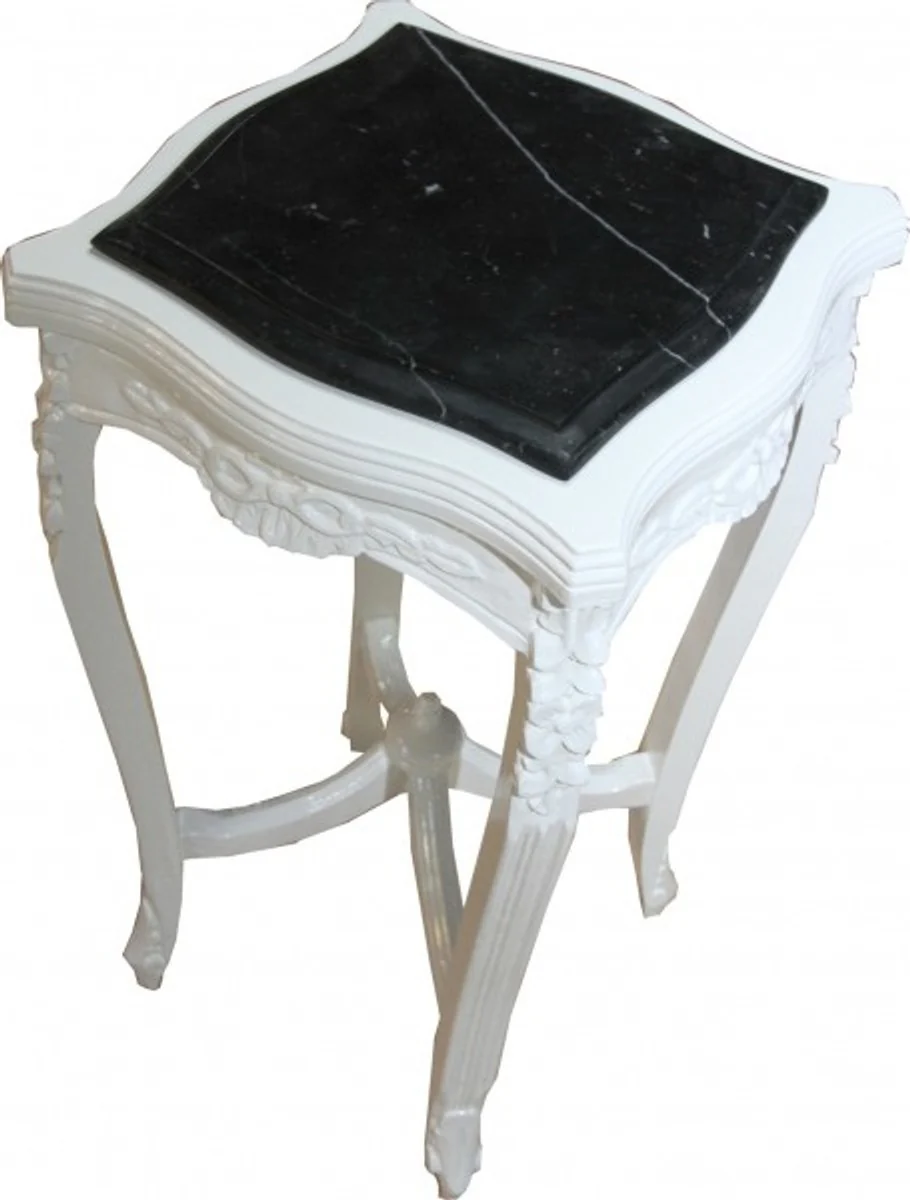 Baroque side table with marble top square white Mod W17 70 x 37 cm - antique style