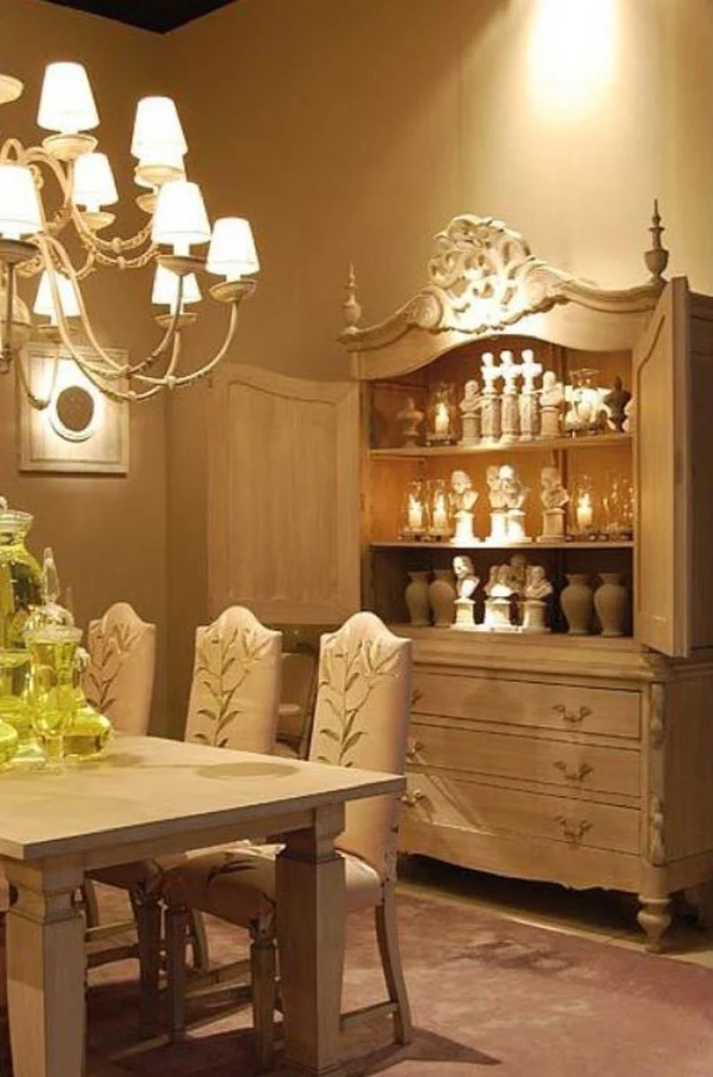 Luxury country house style kitchen cabinet gray 150 x 60 x H. 255 cm - handmade solid wood cabinet with 2 doors and 3 drawers - country house style kitchen furniture - luxury quality