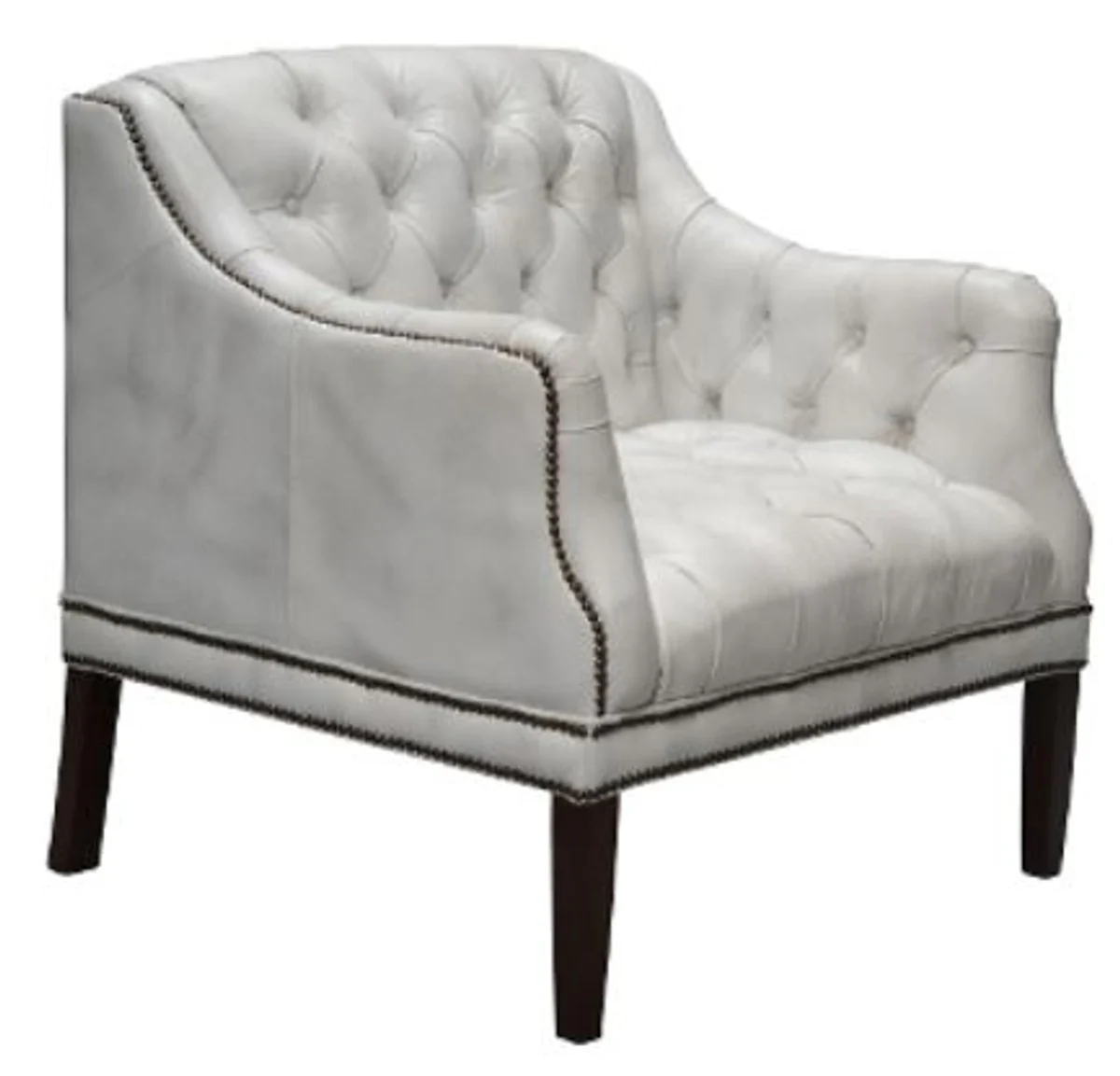 Luxury real leather living room armchair white / black 80 x 84 x H. 79 cm - Chesterfield Furniture