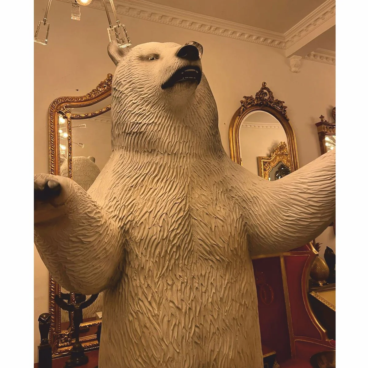 XXL decorative sculpture bear white / black H. 240 cm - garden figure