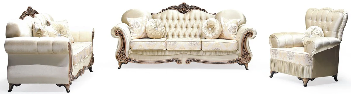 Luxury Baroque 2-seater sofa gold / copper - magnificent living room sofa with elegant pattern and glittering stones - living room furniture in baroque style - baroque furniture - noble & magnificent