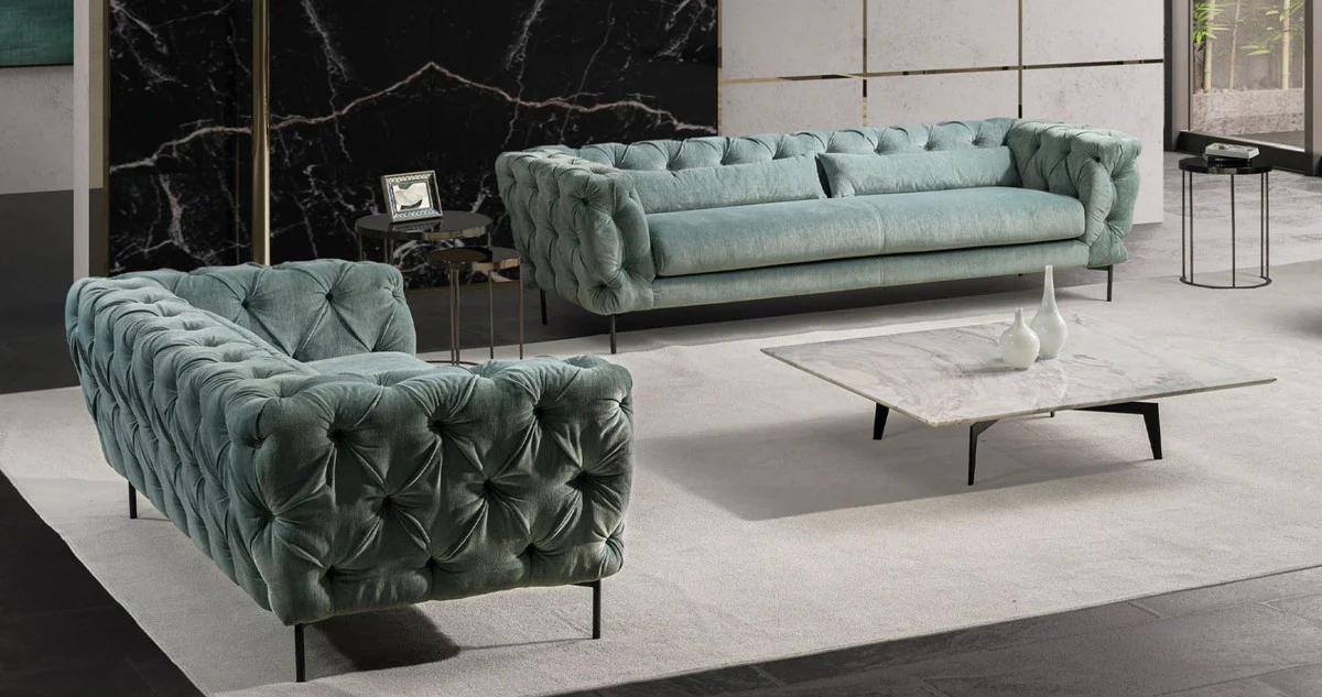 Luxury coffee table white / black 123 x 123 x H. 28.5 cm - Square living room table with marble top - Living room furniture - Luxury furniture - Living room furnishings