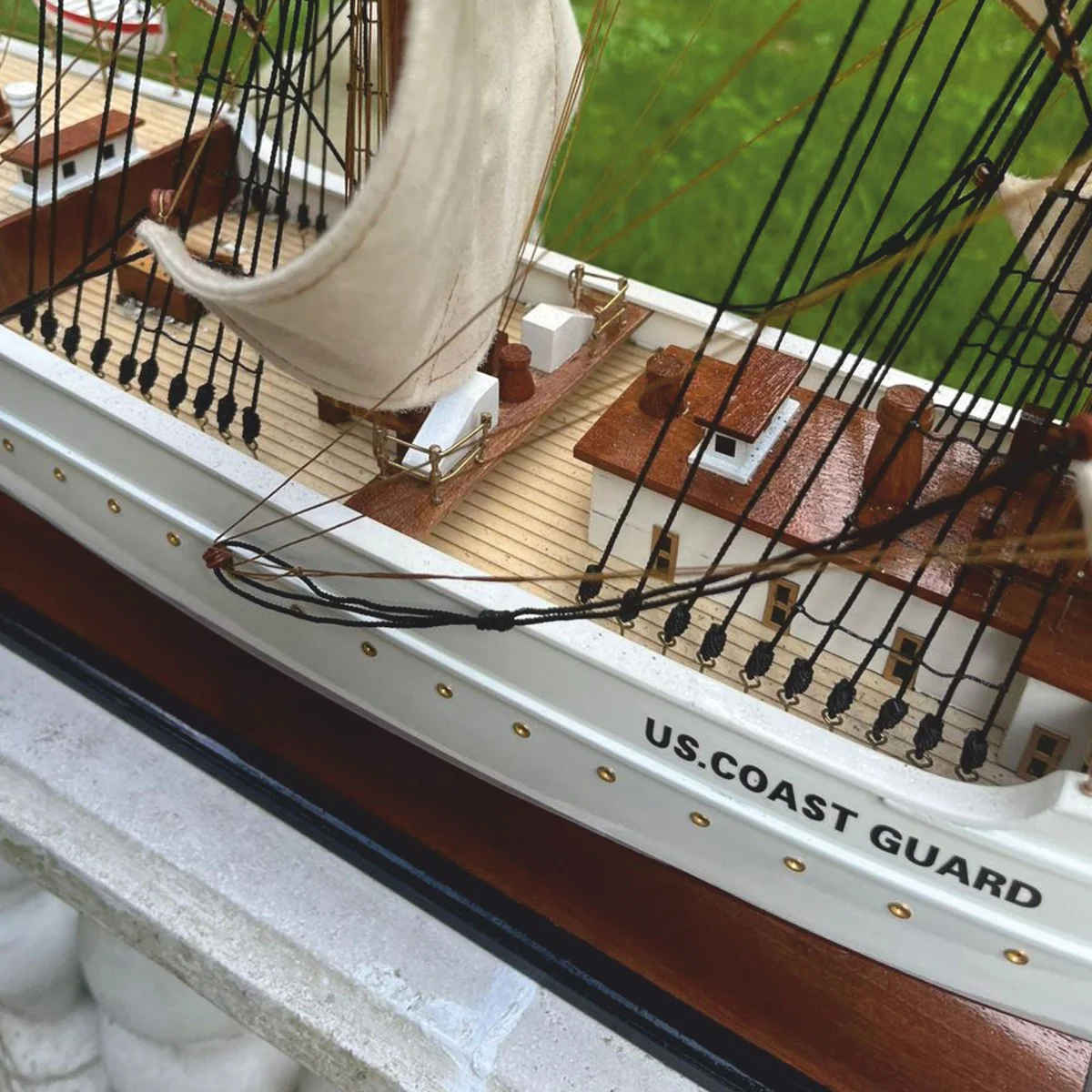 Decorative sailing ship US Coast Guard white / brown 97 cm - model ship