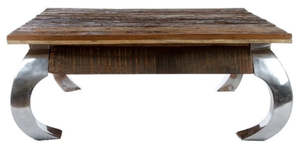 Designer coffee table brown / silver 100 x 100 x H. 40 cm - luxury living room furniture