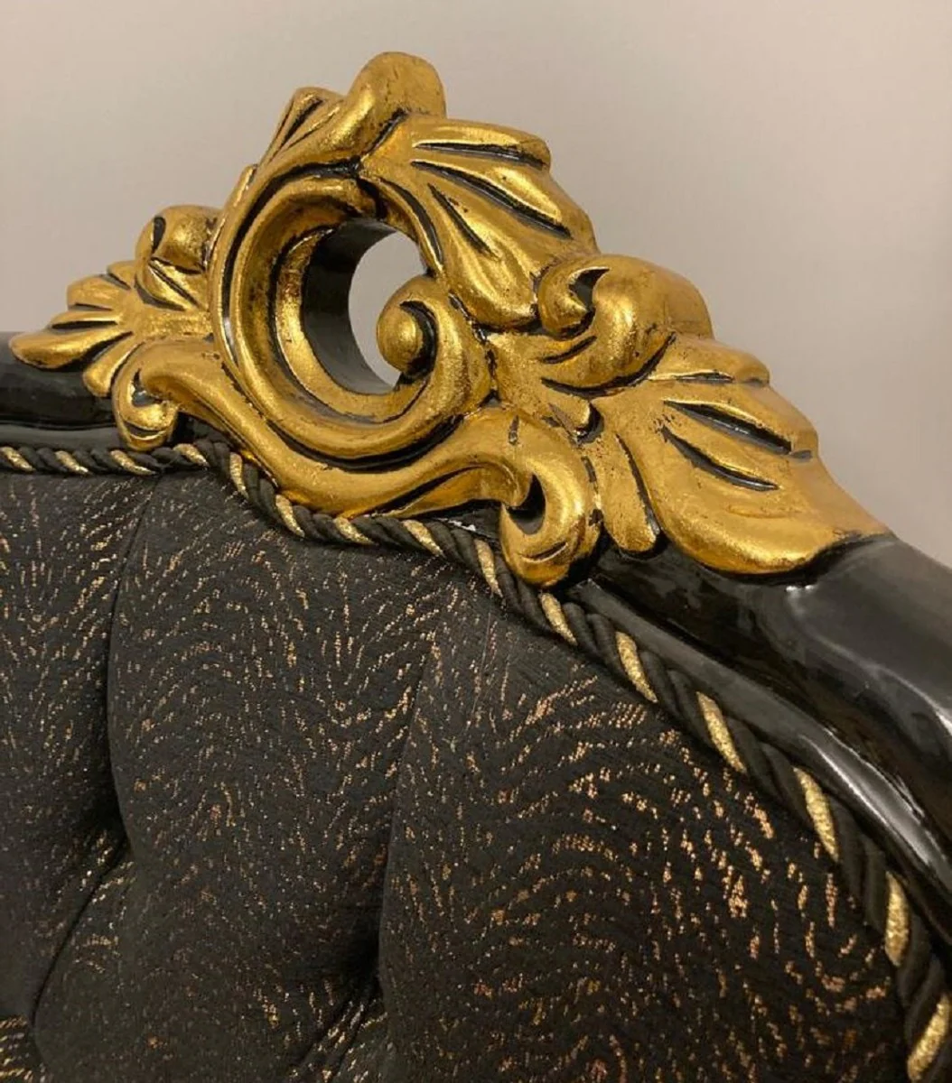 Luxury baroque dining room chair with elegant pattern black / gold - dining room furniture in baroque style - luxury furniture in baroque style - baroque interior - baroque furniture - noble & magnificent