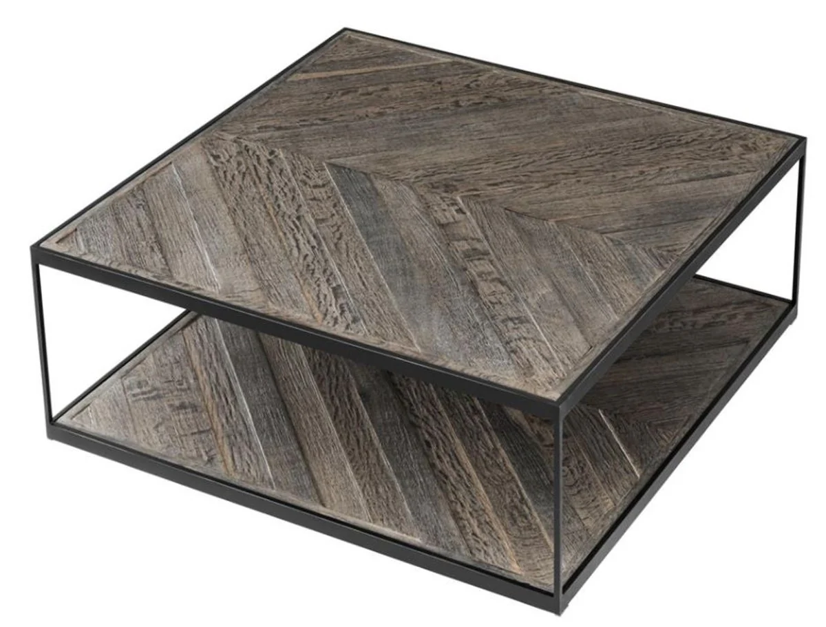 Designer coffee table made of galvanized steel and weathered oak - luxury collection
